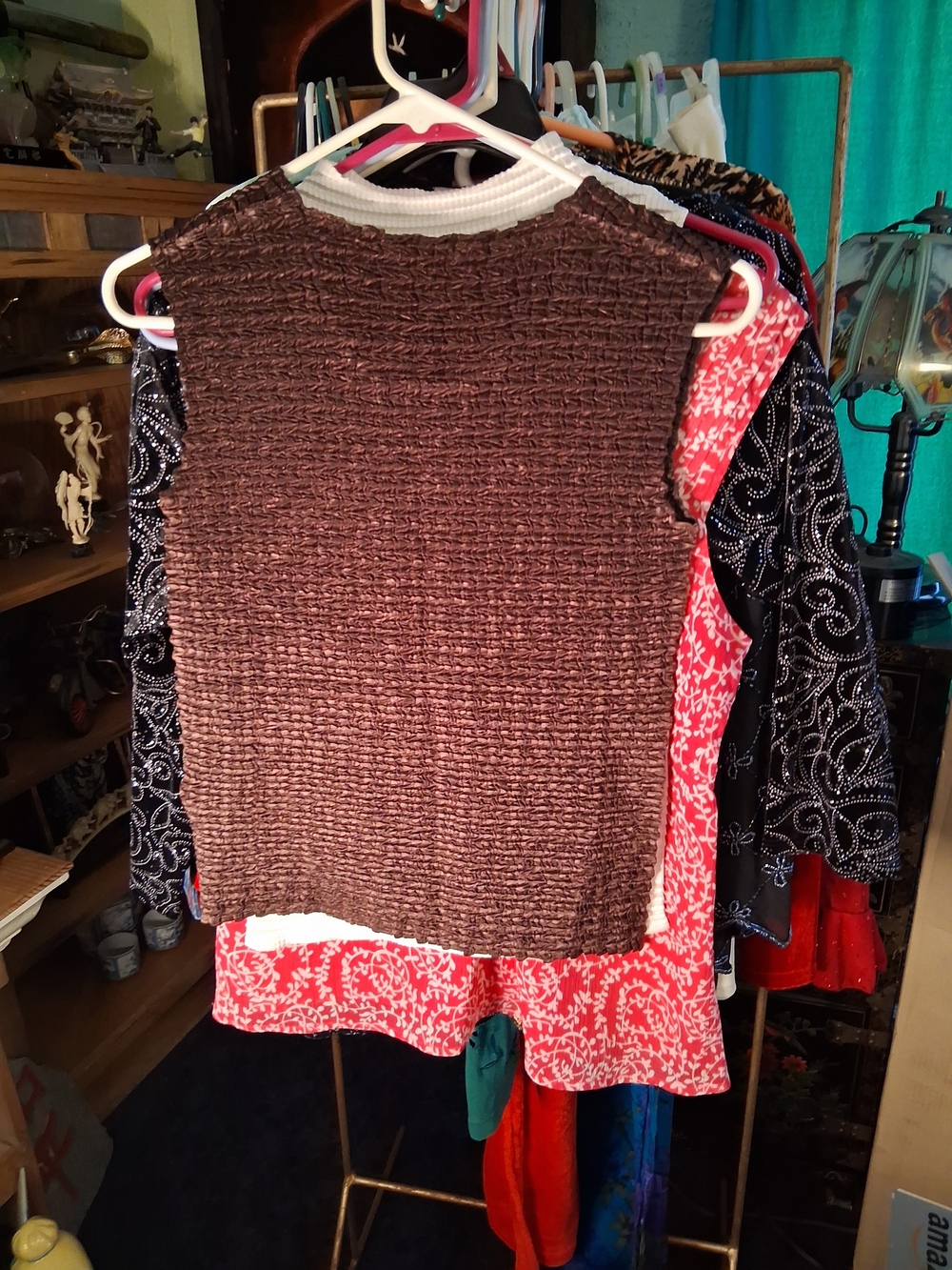 NICOLA Brown Textured Sleeveless Tank Top
